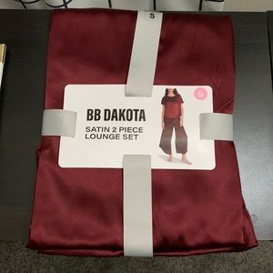 BB Dakota Satin 2 Piece Lounge Set in Burgundy